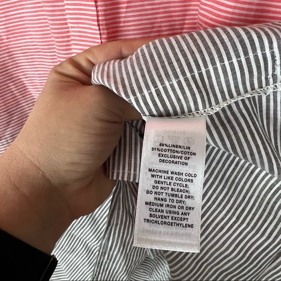 Lafayette 148 New York Pink/Grey Ombre Striped Tunic Has Pockets Linen Blend - Picture 5 of 6